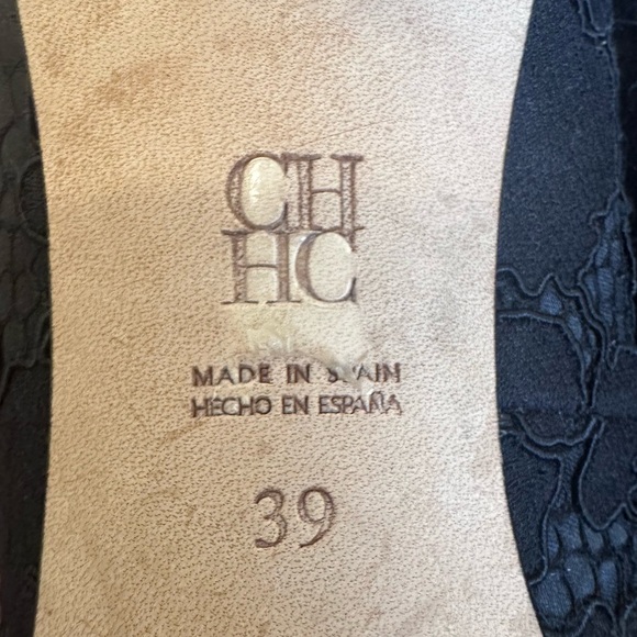 CH CAROLINA HERRERA BLACK LACE EMBELLISHED PUMPS SIZE 39 - Picture 9 of 16
